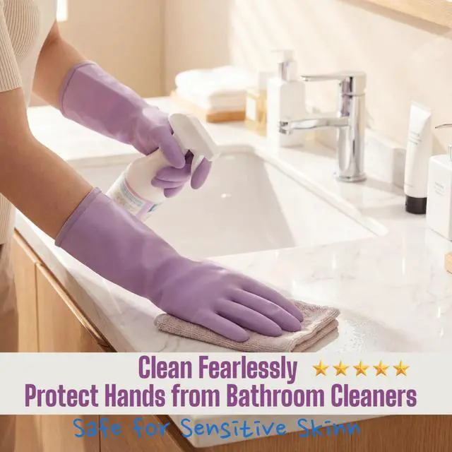 Alt view image 3 of 6 - 2 Pairs Gloves for cleaning bathroom,NO ODOR,Stay On Comfort Fit No Sweat No Stick Large size