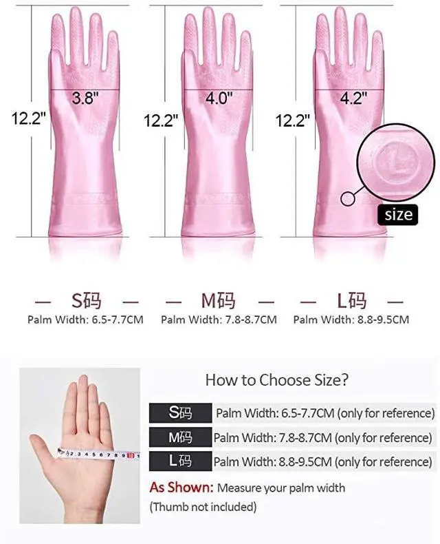 Alt view image 2 of 7 - Pink Cleaning Gloves Latex Free, Cotton Liner, 1 Pair, Medium | Reusable Dishwashing Gloves with Non Slip Embossed Texture, Waterproof Kitchen Gloves for Laundry, Gardening