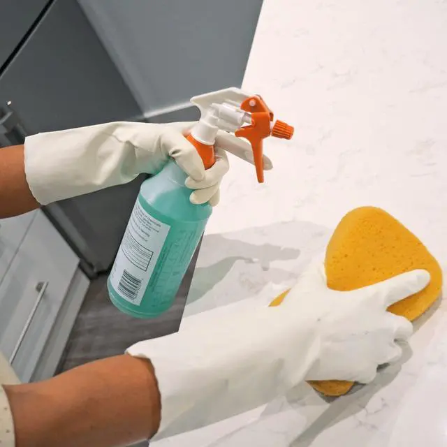 Alt view image 3 of 4 - Premium Comfort, Latex-Free, Reusable Household Glove White, Large | Latex-free with soft cotton flock lining and embossed grip for dishwashing, bathroom cleaning, laundry, gardening, and chores