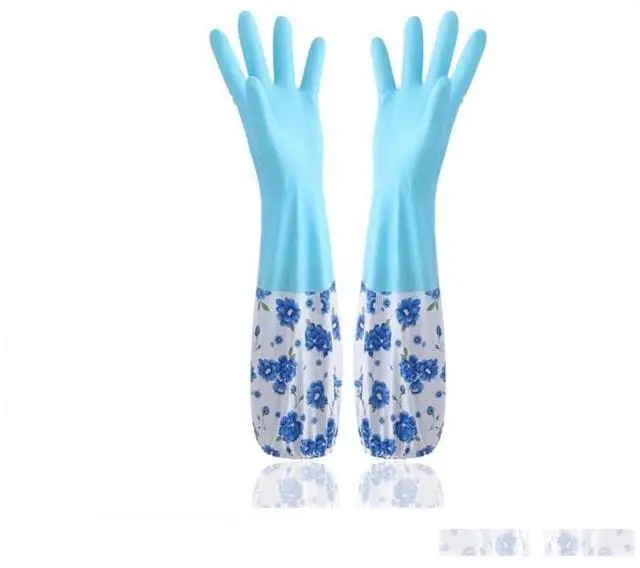 Alt view image 3 of 4 - Reusable Waterproof Household Latex Gloves | Ideal for Kitchen Dishwashing, Laundry, Cleaning, Gardening, and Sanitation | 2 Pairs (Blue & Green)