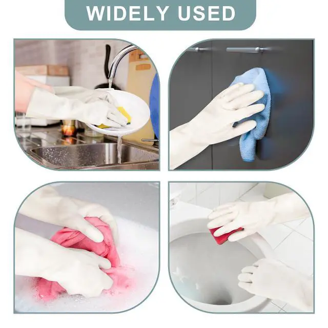 Alt view image 7 of 7 - 2 Pairs, 15 Inches, Nitrile Cleaning Gloves, Kitchen Dishwashing Gloves, Reusable, Durable, Water-Resistant, And Hypoallergenic (Small)