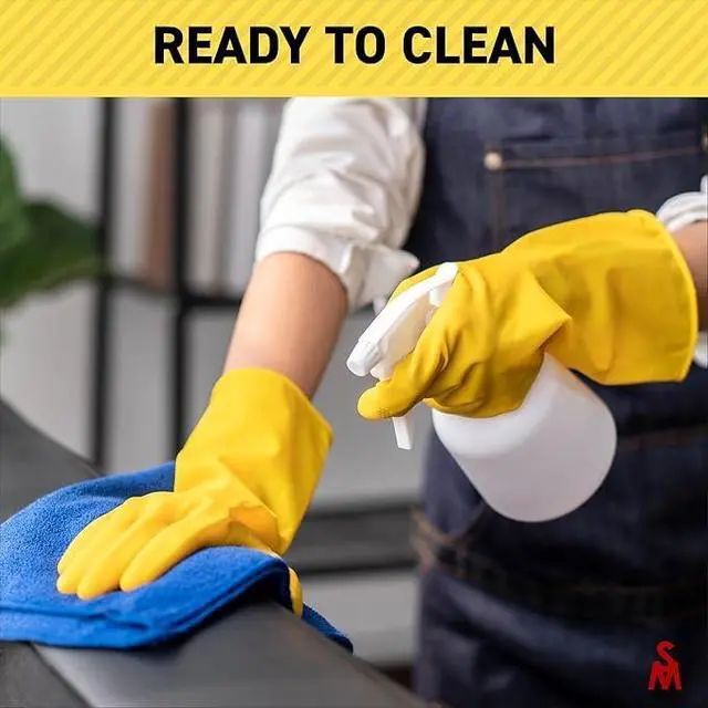 Alt view image 6 of 7 - 3/6 Pairs Cleaning Gloves, Reusable Natural Rubber Dish Gloves, Waterproof Latex Non-Slip Dishwashing Gloves for Kitchen and Household (Large, 3 Pack)