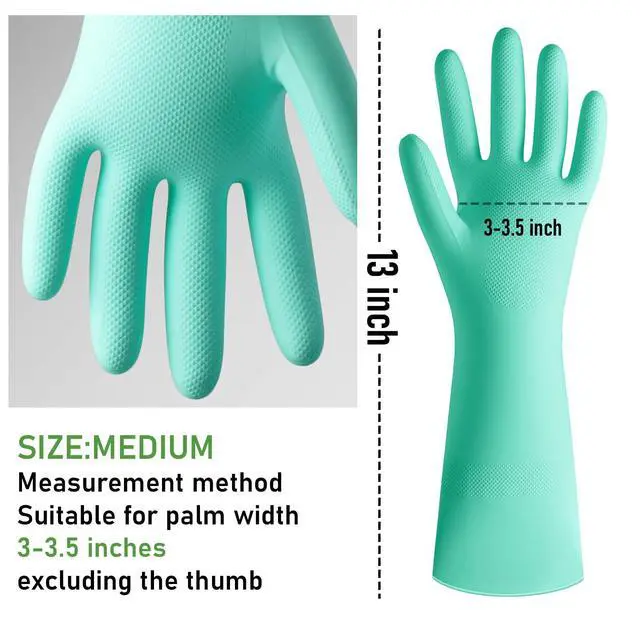 Alt view image 6 of 6 - Rubber Cleaning Dishwashing Kitchen Gloves - 3 Pairs Colorful Dish Gloves for Washing Dishes, Reusable Rubber Gloves, Pink Orange Mint Green (Medium)