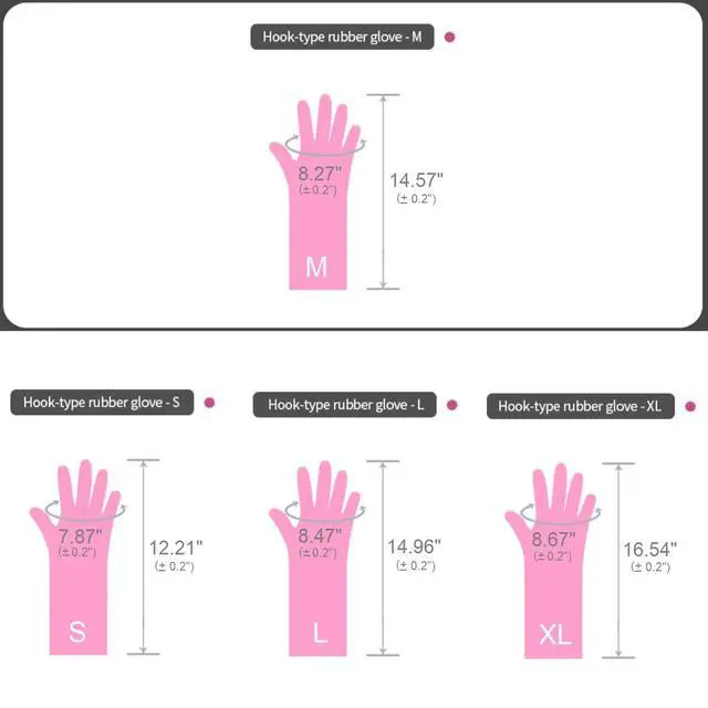 Alt view image 2 of 7 - Reusable Waterproof Household Dishwashing Non-Slip Cleaning Rubber Gloves with Hang-Dry Hook (1 Pair/Medium)