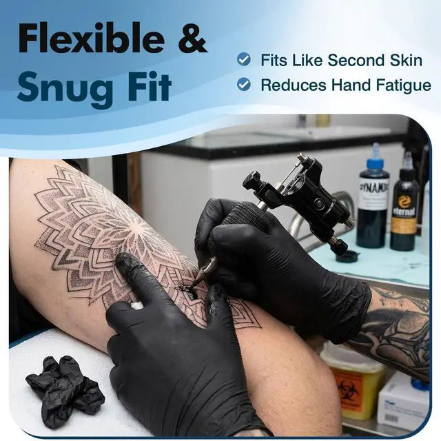 Alt view image 4 of 7 - Disposable Black Nitrile Gloves, Medium, 4 Mil, 120 Count | Food-Grade Protection with Textured Grip, Oil & Grease Resistant for Cleaning and Food Prep, Latex-Free, Powder-Free