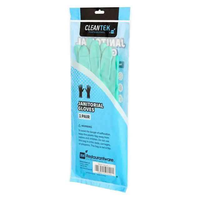 Alt view image 2 of 7 - Clean Tek Professional 15 Mil Small Cleaning Gloves, 1 Pair Of Long Cuff Gloves - Flock Lining, No-Powder, Green Nitrile Chemical Tolerant Gloves, No-Latex, Heavy-Duty Tasks