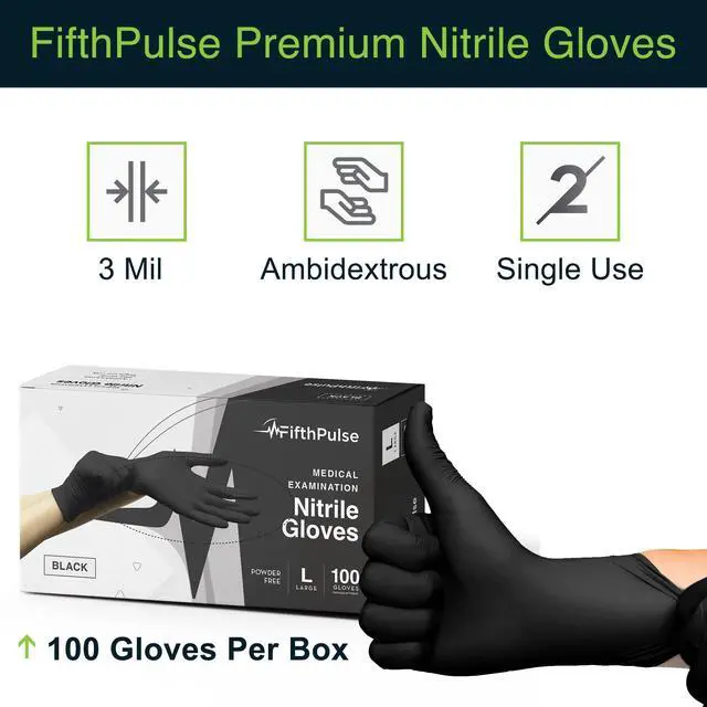 Alt view image 6 of 7 - Black Nitrile Disposable Gloves X-Large, 100 Count - Powder-Free Latex-Free Rubber Gloves for Cooking, BBQ, Food Handling, Tattoo, Cleaning, and Household Use - Textured Fingertips for Better Grip