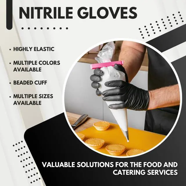 Alt view image 2 of 6 - Disposable Black Nitrile Gloves, Cleaning - Powder & Latex Free - 100 Count Per Box (Medium)