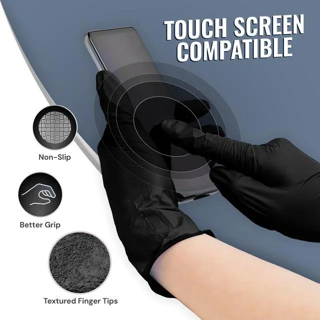 Alt view image 5 of 7 - Black Nitrile Gloves, Medium (100 Pack) | Disposable Gloves | Powder Free, Latex Free, Food Safe | Single-Use | Premium Nitrile Rubber Material for Automotive Work, Cleaning, Cooking