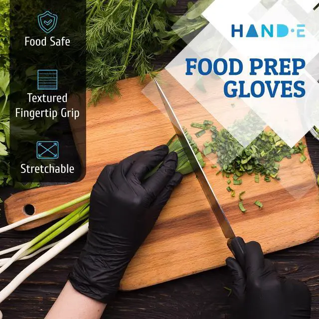 Alt view image 3 of 7 - Black Nitrile Gloves XL, 100 Count, 3 Mil Food Grade Disposable Gloves - Textured Grip, Cooking, BBQ, Tattoo, Hair Dye, Cleaning, Meal Prep - Powder & Latex Free
