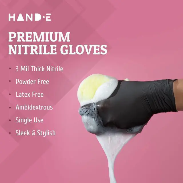 Alt view image 5 of 7 - Black Nitrile Gloves XL, 100 Count, 3 Mil Food Grade Disposable Gloves - Textured Grip, Cooking, BBQ, Tattoo, Hair Dye, Cleaning, Meal Prep - Powder & Latex Free