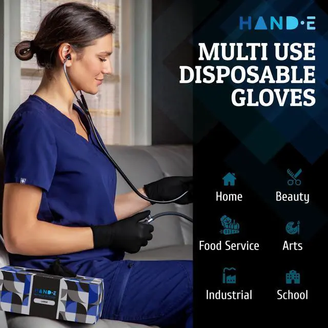 Alt view image 6 of 7 - Black Nitrile Gloves XL, 100 Count, 3 Mil Food Grade Disposable Gloves - Textured Grip, Cooking, BBQ, Tattoo, Hair Dye, Cleaning, Meal Prep - Powder & Latex Free