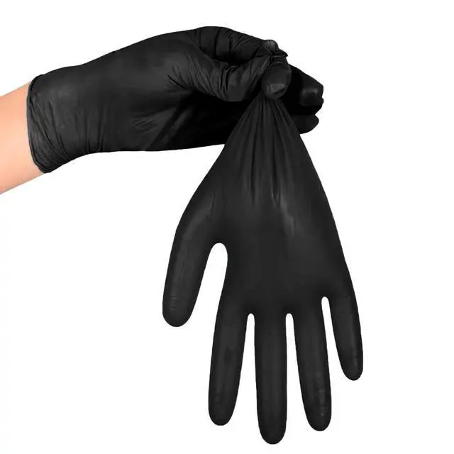Alt view image 7 of 7 - Medium Black Disposable Nitrile Gloves - 5 Mil, Latex & Powder Free, Textured, Food Safe - Pack of 100; Ideal Cleaning Supplies, Gloves Disposable Latex Free