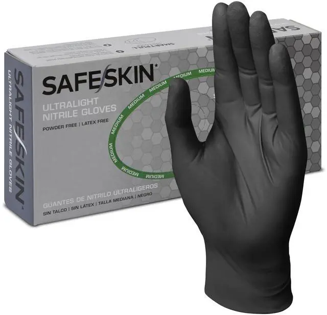 Main image of Ultralight Disposable Nitrile Gloves - 2.0 Mil, Black, Large, 100 Count - Powder Free, Latex Free, All Purpose, Food Prep, Cooking, General Household Use
