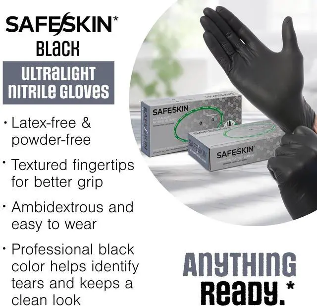 Alt view image 4 of 7 - Ultralight Disposable Nitrile Gloves - 2.0 Mil, Black, Large, 100 Count - Powder Free, Latex Free, All Purpose, Food Prep, Cooking, General Household Use