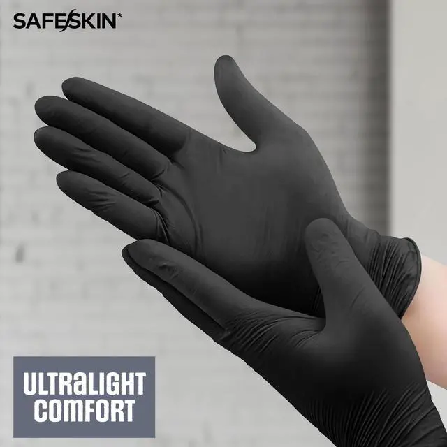 Alt view image 6 of 7 - Ultralight Disposable Nitrile Gloves - 2.0 Mil, Black, Large, 100 Count - Powder Free, Latex Free, All Purpose, Food Prep, Cooking, General Household Use