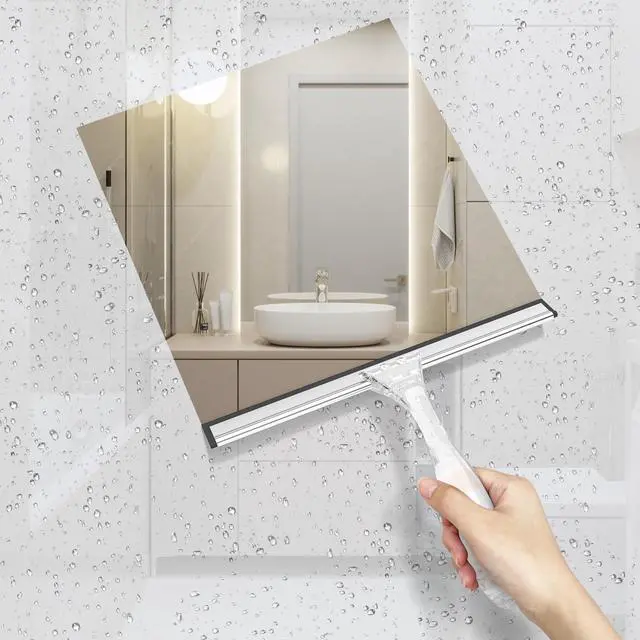 Alt view image 5 of 7 - Squeegee for Shower Glass Door, Shower Squeegee for Glass Doors - Acrylic Handle All-Purpose Squeegee for Shower Doors, Windows, Mirrors, Tiles and Car Glass, 10 Inches - Clear