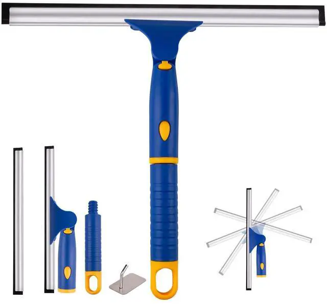 Main image of Swivel Shower Squeegee for Glass Doors, All-Purpose Anti-Slip Window Squeegee with 2 Blades, Window Cleaner Tool Bathroom Squeegee for Shower Doors, Tile Shower WallsMirrors,Car Windshields