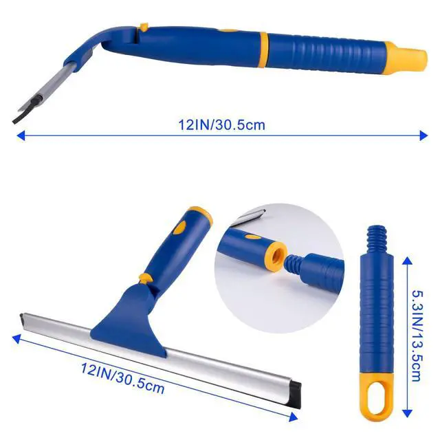 Alt view image 2 of 7 - Swivel Shower Squeegee for Glass Doors, All-Purpose Anti-Slip Window Squeegee with 2 Blades, Window Cleaner Tool Bathroom Squeegee for Shower Doors, Tile Shower WallsMirrors,Car Windshields