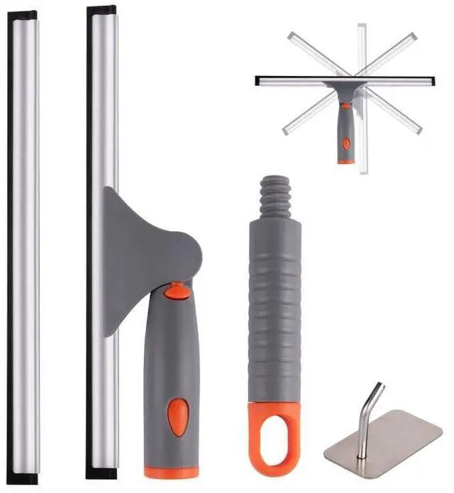 Main image of Swivel Shower Squeegee for Glass Doors, All-Purpose Anti-Slip Window Squeegee with 2 Blades, Window Cleaner Tool Bathroom Squeegee for Shower Doors, Tile Shower WallsMirrors,Car Windshields