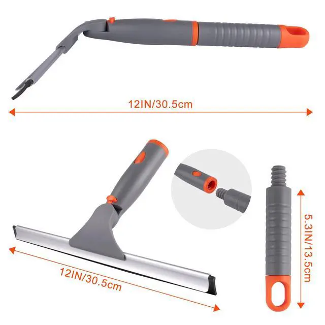 Alt view image 2 of 7 - Swivel Shower Squeegee for Glass Doors, All-Purpose Anti-Slip Window Squeegee with 2 Blades, Window Cleaner Tool Bathroom Squeegee for Shower Doors, Tile Shower WallsMirrors,Car Windshields