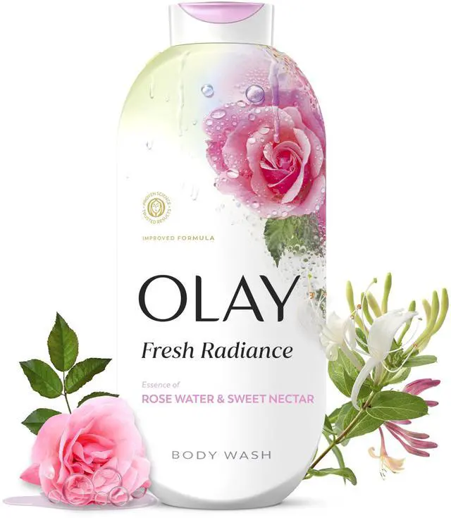 Main image of Body Wash for Women, Fresh Radiance, 24/7 Skin-Loving Freshness, Visibly Radiant, Plant Based Cleansers, Vitamin B3 & Antioxidant Blend, All Skin Types, Rose Water & Sweet Nectar Scent, 22 fl oz