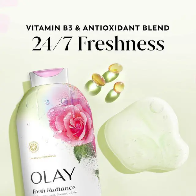 Alt view image 3 of 7 - Body Wash for Women, Fresh Radiance, 24/7 Skin-Loving Freshness, Visibly Radiant, Plant Based Cleansers, Vitamin B3 & Antioxidant Blend, All Skin Types, Rose Water & Sweet Nectar Scent, 22 fl oz