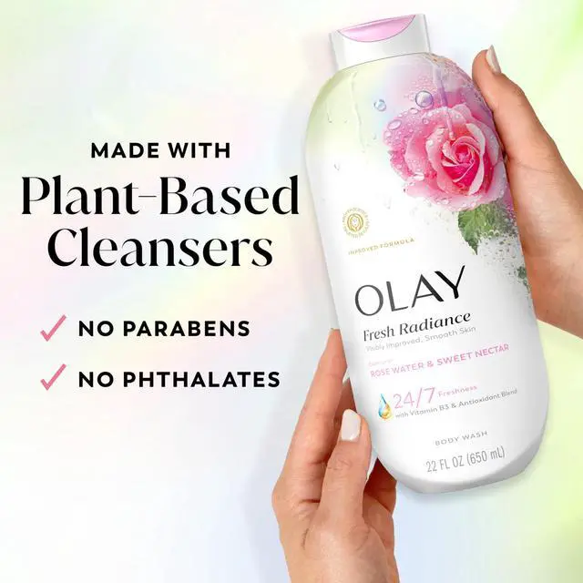Alt view image 5 of 7 - Body Wash for Women, Fresh Radiance, 24/7 Skin-Loving Freshness, Visibly Radiant, Plant Based Cleansers, Vitamin B3 & Antioxidant Blend, All Skin Types, Rose Water & Sweet Nectar Scent, 22 fl oz