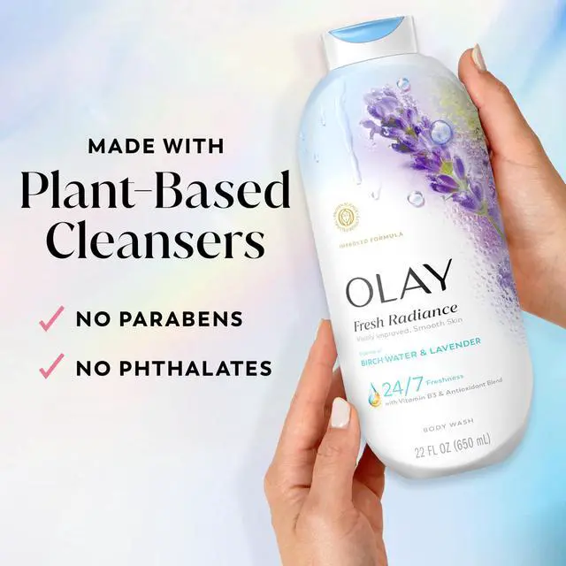 Alt view image 5 of 7 - Body Wash for Women, Fresh Radiance, 24/7 Skin-Loving Freshness, Visibly Radiant, Plant Based Cleansers, Vitamin B3 & Antioxidant Blend, For All Skin Types, Birch Water & Lavender Scent, 22 fl oz