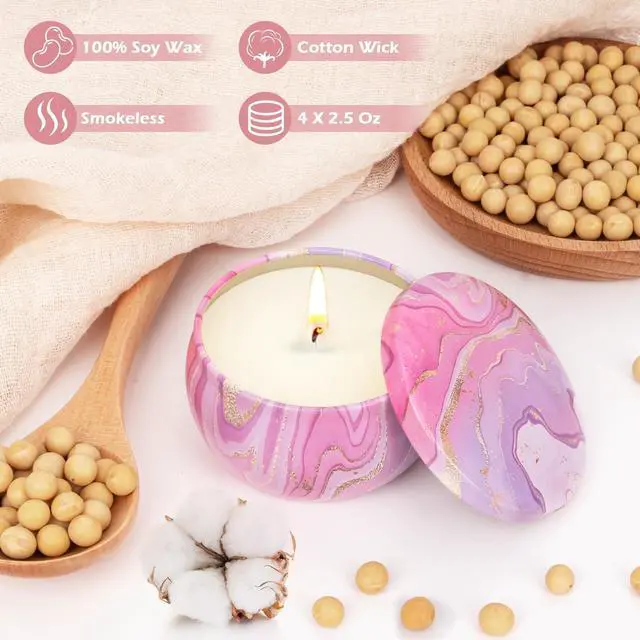 Alt view image 3 of 7 - Candles Gift Set for Women, Aromatherapy Candles for Home Scented 4 Pack, 80 Hours Long Lasting, Womens Gifts for Christmas, Birthday, Valentines Day