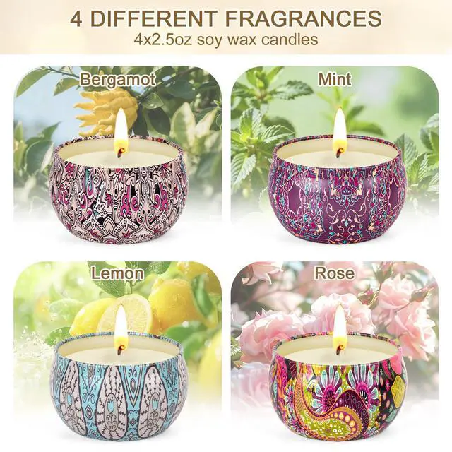 Alt view image 2 of 7 - Candles for Women - 4 Packs Scented Candles Gifts for Women Set, Natural Soy Wax Candle for Home Scented, Long Burning Aromatherapy Candle Gifts for Mothers Day, Thanksgiving, Birthday, Valentine