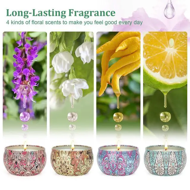 Alt view image 4 of 7 - Scented Candles Gifts for Women 4 Pack Aromatherapy Candle Up to 90 Hours Home Scented Candles Set Soy Wax Candles for Christmas Day, Birthday, Mothers Day, Valentine's Day