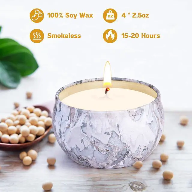 Alt view image 3 of 7 - Candles - Scented Candles Gift Set for Women, 4 Packs Natural Fragrance Aromatherapy Candles for Home Scented, Long Burning Candles Gifts for Mothers Day, Thanksgiving Day, Birthday, Valentine's Day