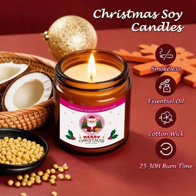 Alt view image 3 of 7 - Christmas Candle Set,4 Pack Natural Soy Candles for Home Scented