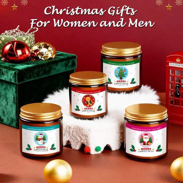 Alt view image 4 of 7 - Christmas Candle Set,4 Pack Natural Soy Candles for Home Scented
