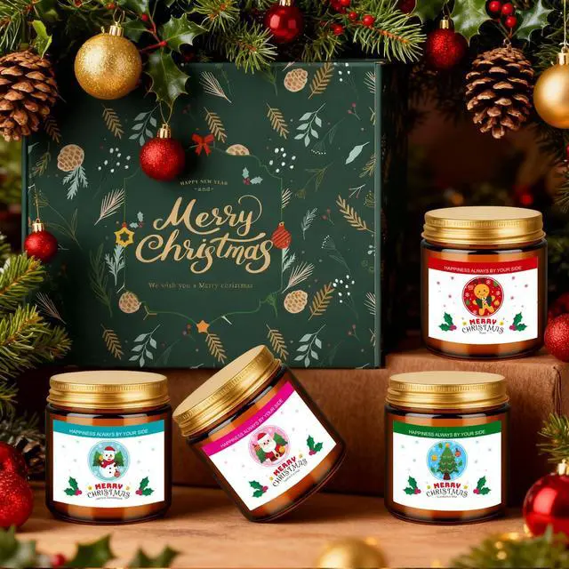 Alt view image 5 of 7 - Christmas Candle Set,4 Pack Natural Soy Candles for Home Scented