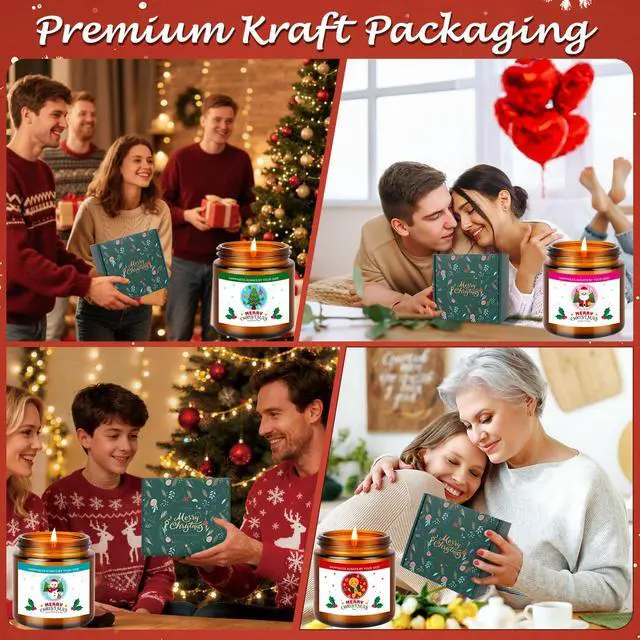 Alt view image 6 of 7 - Christmas Candle Set,4 Pack Natural Soy Candles for Home Scented