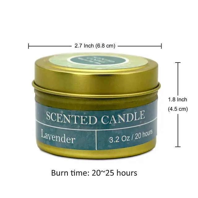 Alt view image 3 of 7 - 4oz Natural Soy Wax Scented Candles 4 Pack 20 Hours Burn Time | Lavender Vanilla Lemon Ocean Breeze Aromatherapy Travel Tin Candles for Stress Relief Relaxation Bath Yoga
