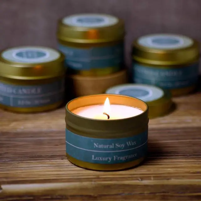 Alt view image 7 of 7 - 4oz Natural Soy Wax Scented Candles 4 Pack 20 Hours Burn Time | Lavender Vanilla Lemon Ocean Breeze Aromatherapy Travel Tin Candles for Stress Relief Relaxation Bath Yoga