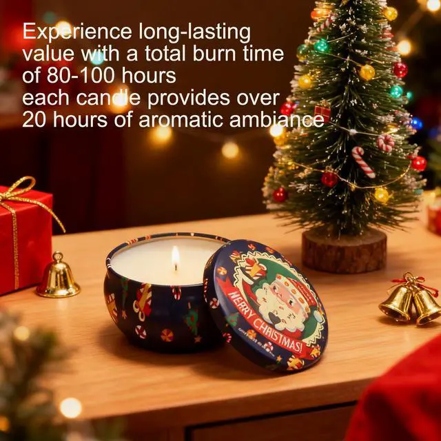 Alt view image 4 of 7 - Christmas Scented Candle Set - 4 Pack (2.5oz Each) - Holiday Scents: Cranberry, Apple Cinnamon, Mistletoe & Christmas Wreath - Natural Soy Wax, Festive Aromatherapy Gifts