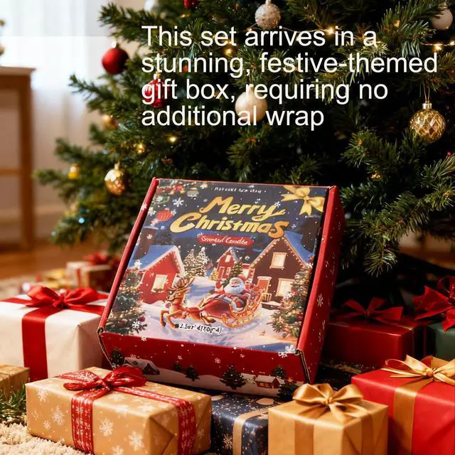 Alt view image 6 of 7 - Christmas Scented Candle Set - 4 Pack (2.5oz Each) - Holiday Scents: Cranberry, Apple Cinnamon, Mistletoe & Christmas Wreath - Natural Soy Wax, Festive Aromatherapy Gifts