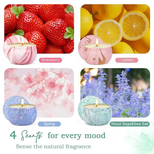 Alt view image 2 of 7 - Candle Gifts,Scented Candles Christmas Gift Set for Women, 4 Pack Aromatherapy Candles for Home Scented, Natural Soy Wax Candles Gift Set for Birthday, Mother's Day, Christmas, Valentine's Day