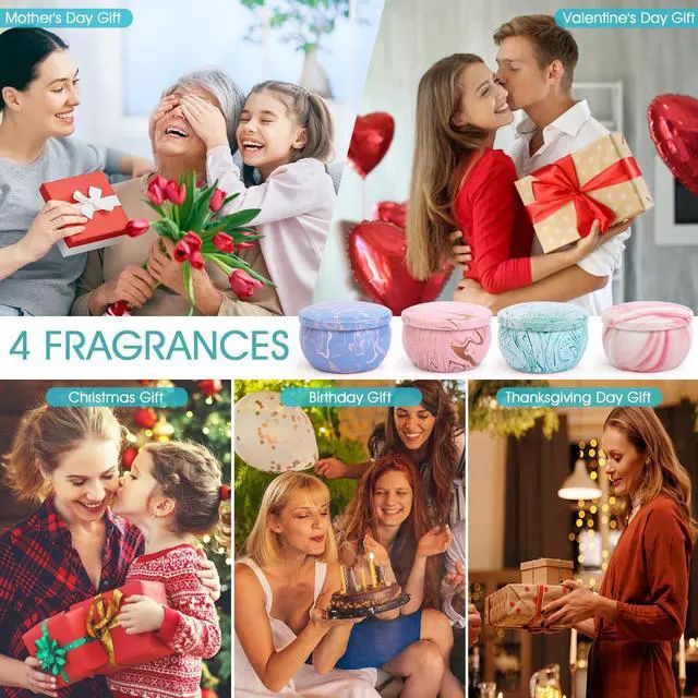 Alt view image 5 of 7 - Candle Gifts,Scented Candles Christmas Gift Set for Women, 4 Pack Aromatherapy Candles for Home Scented, Natural Soy Wax Candles Gift Set for Birthday, Mother's Day, Christmas, Valentine's Day