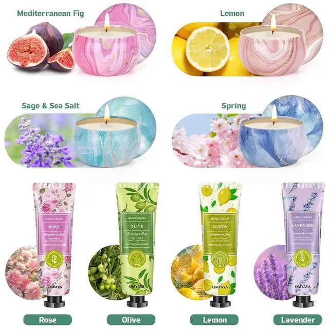 Alt view image 2 of 7 - Gifts for Women - Candles Gift Set & Hand Cream Lotion Set (8 Pack), Ideal for Birthday Gift,Teacher Appreciation Gifts, Christmas Gift Set, Stocking Stuffers for Mom, Friend, Coworker