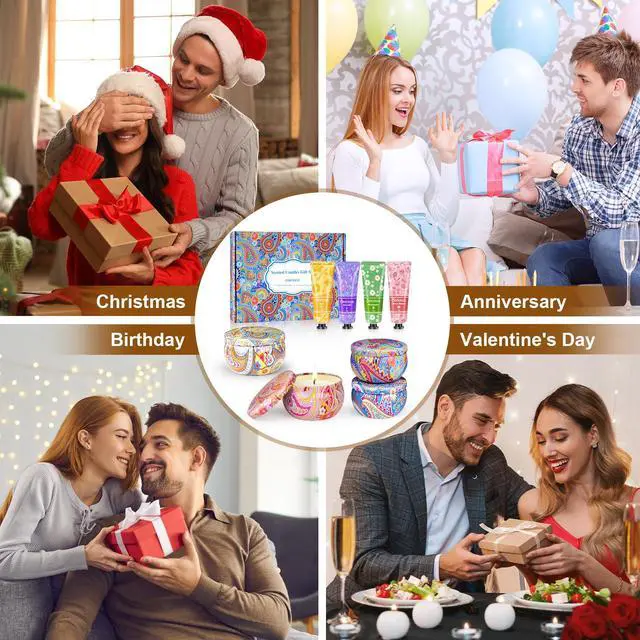 Alt view image 6 of 7 - Gift Baskets for Women - Scented Candles Gift Set & Hand Lotion Cream Set, Christmas Gift Set, Teacher Appreciation Gifts, Holiday Birthday Gift for Mother Wife Coworkers Friends Teacher