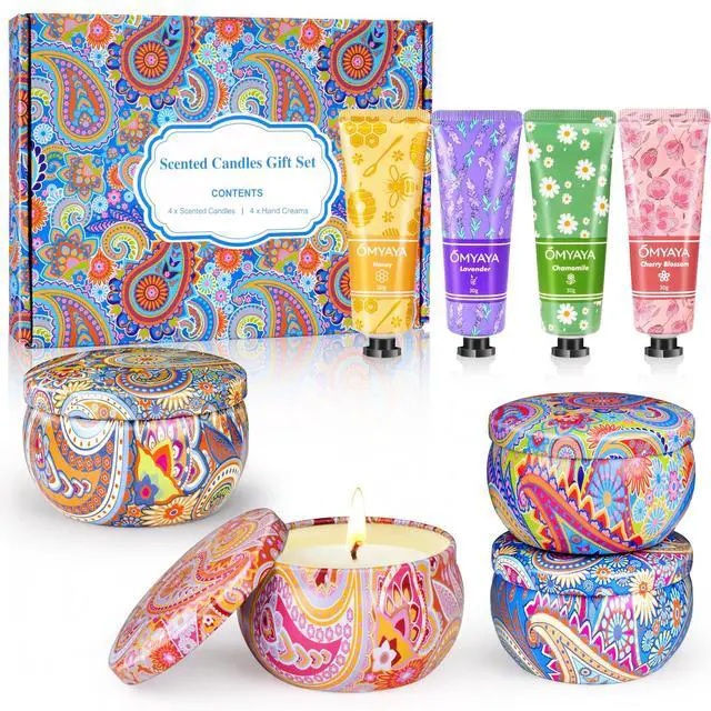 Alt view image 7 of 7 - Gift Baskets for Women - Scented Candles Gift Set & Hand Lotion Cream Set, Christmas Gift Set, Teacher Appreciation Gifts, Holiday Birthday Gift for Mother Wife Coworkers Friends Teacher