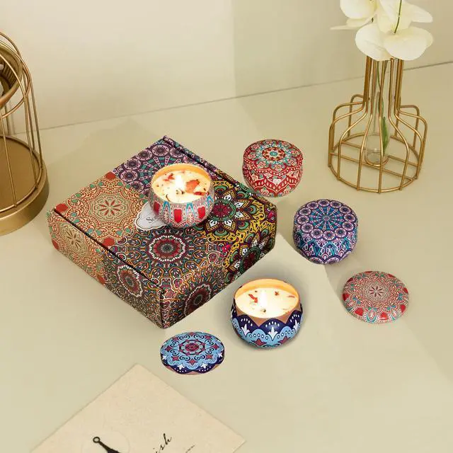 Alt view image 6 of 7 - Scented Candles Gift Set, 2.5 oz Aromatherapy Candles for Home, Portable Candles, Soy Wax Tin Jar Candles for Yoga, Bath Long Lasting Time Candles Gift for Women Lavender/Rose/Vanilla/Wolfberry Orange
