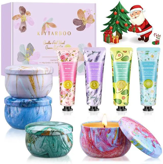 Main image of Gift Baskets for Women: Unique Candles & Hand Cream Lotion Gifts Set, Christmas Gifts, Teacher Appreciation Gifts, Relaxing Spa Holiday Gift Set, Birthday Gift for Wife Coworkers Friends