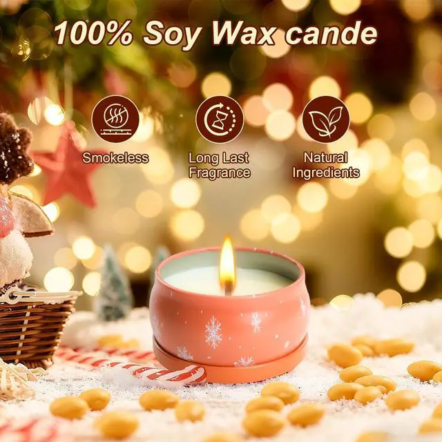 Alt view image 2 of 7 - Christmas Scented Candle Gift 6 Pack, Christmas Candles for Home Scented, 100% Natural Soy Wax Long Lasting Jar Aromatherapy Candle Gifts for Mother's Day