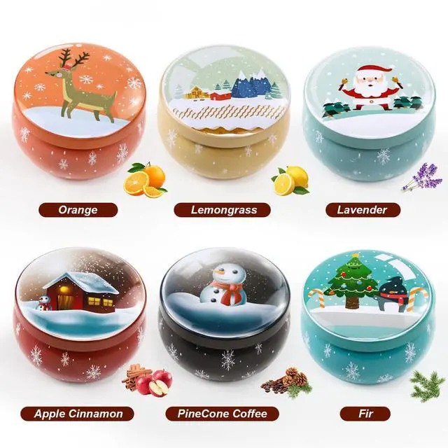Alt view image 3 of 7 - Christmas Scented Candle Gift 6 Pack, Christmas Candles for Home Scented, 100% Natural Soy Wax Long Lasting Jar Aromatherapy Candle Gifts for Mother's Day